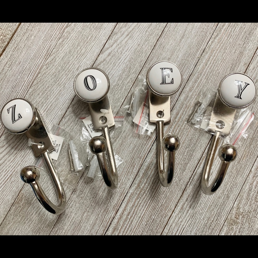 World Market letter hooks ZOEY NWT